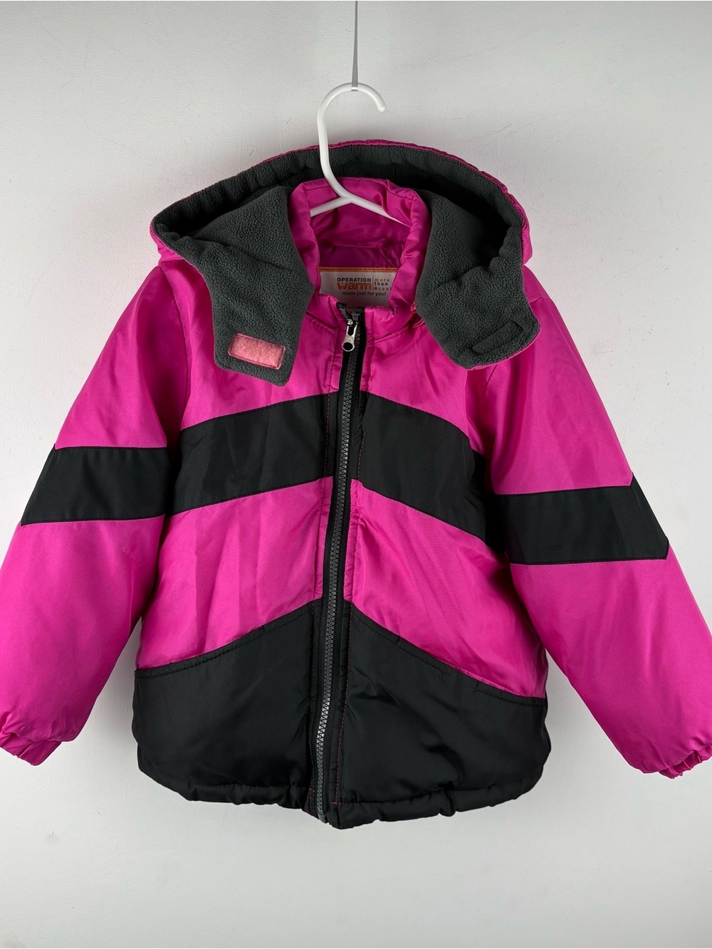 Girls' Fleece Lined Hooded Warm Winter Puffer Jacket Coat Pink Black Snow Size 4
